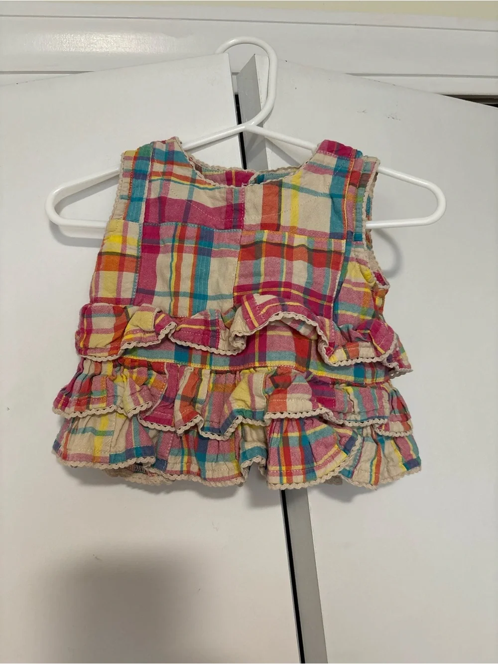 Y2K The Children’s Place Multicolor Plaid Ruffle Baby Tank top 12 months